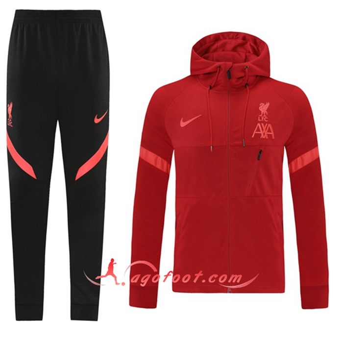 Ensemble Veste A Capuche Survetement - Veste FC Liverpool Rouge 2021/2022