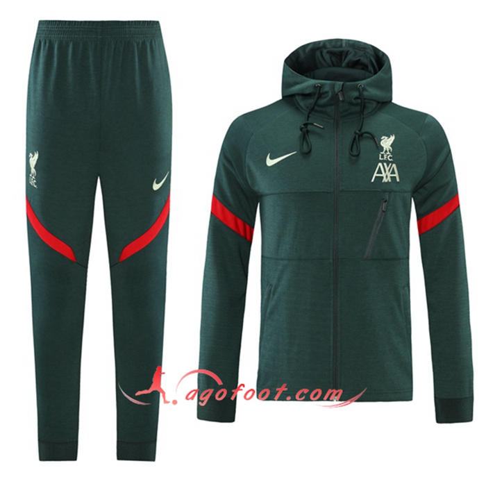 Ensemble Veste A Capuche Survetement - Veste FC Liverpool Vert 2021/2022