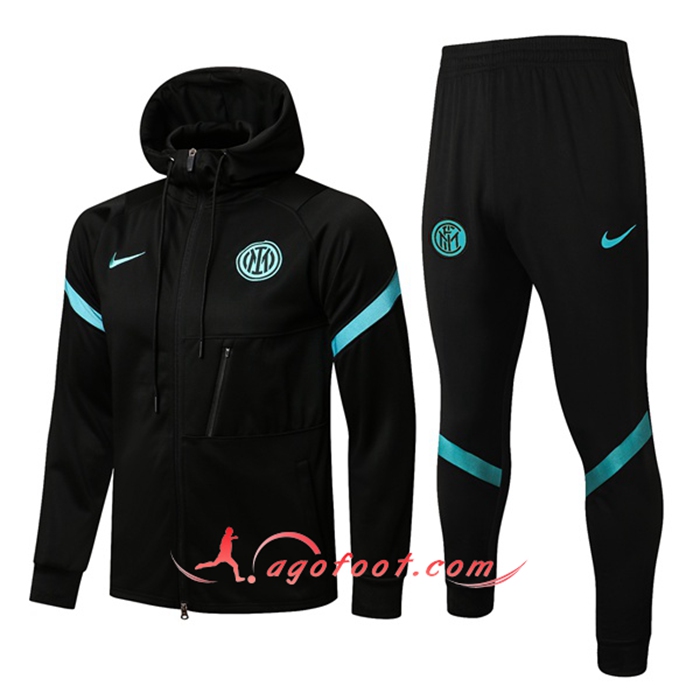 Ensemble Veste A Capuche Survetement - Veste Inter Milan Vert/Noir 2021/2022