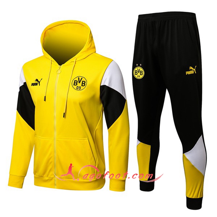 Ensemble Veste A Capuche Survetement - Veste Dortmund BVB Jaune/Blanc 2021/2022