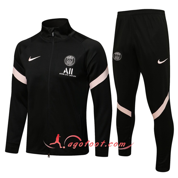Ensemble Survetement Foot - Veste Jordan PSG Noir/Rose 2021/2022