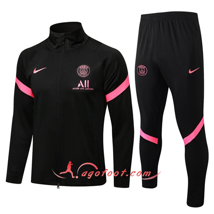 Ensemble Survetement Foot - Veste Jordan PSG Noir/Rose 2021/2022 -1
