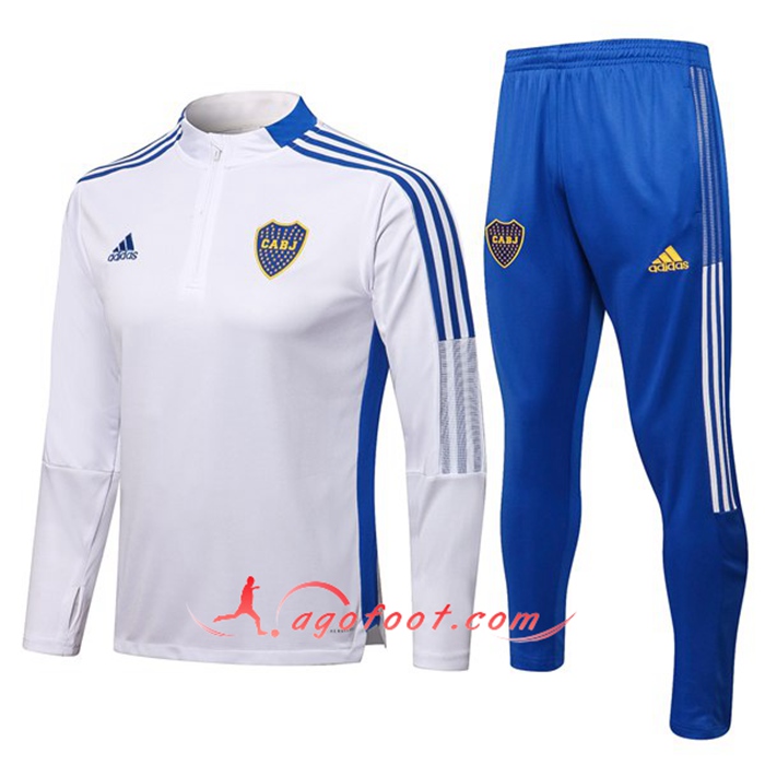 Ensemble Survetement Foot Boca Juniors Blanc/Bleu 2021/2022