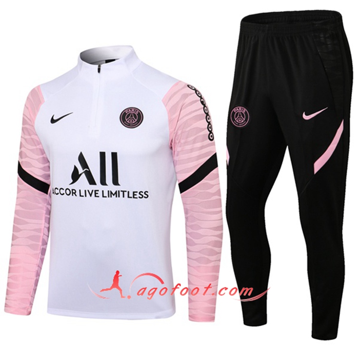 Ensemble Survetement Foot Jordan PSG Rose/Blanc 2021/2022