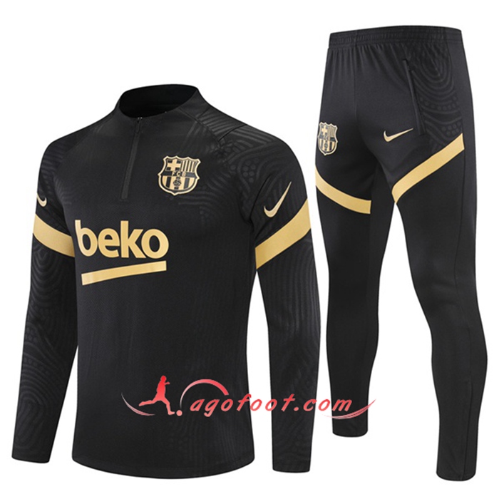 Ensemble Survetement Foot FC Barcelone Enfant Noir/Jaune 2021/2022