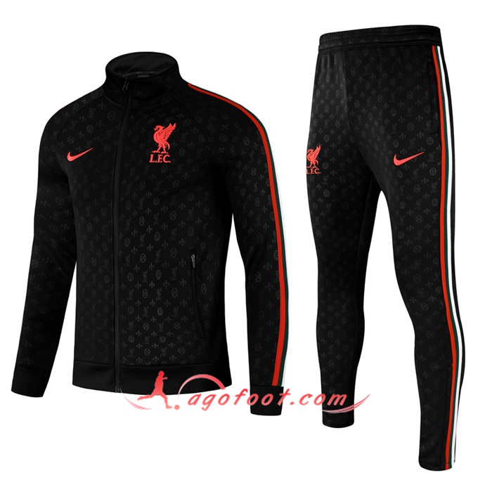 Ensemble Survetement Foot - Veste FC Liverpool Enfant Noir/Blanc 2021/2022