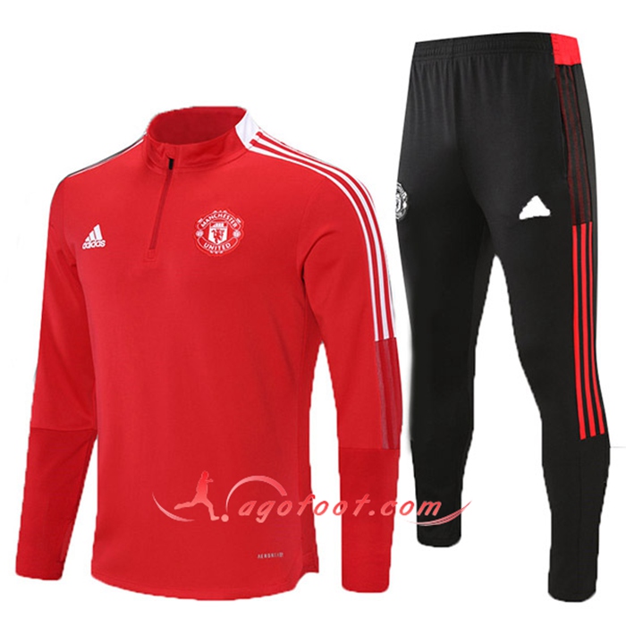 Ensemble Survetement Foot Manchester United Enfant Rouge/Blanc 2021/2022