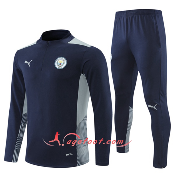 Ensemble Survetement Foot Manchester City Enfant Bleu Gris 2021/2022