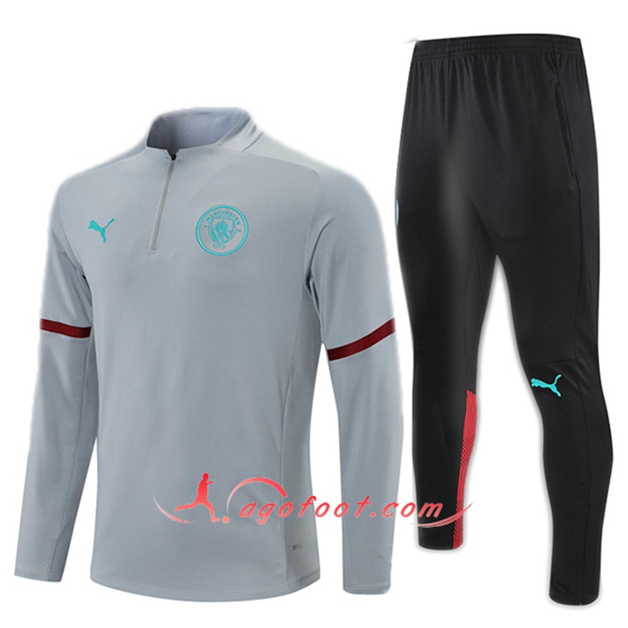 Ensemble Survetement Foot Manchester City Enfant Bleu Marin/Gris 2021/2022