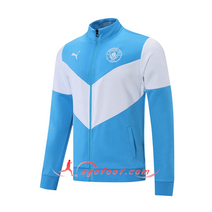 Nouveaux Veste Foot Manchester City Bleu/Blanc 2021/2022