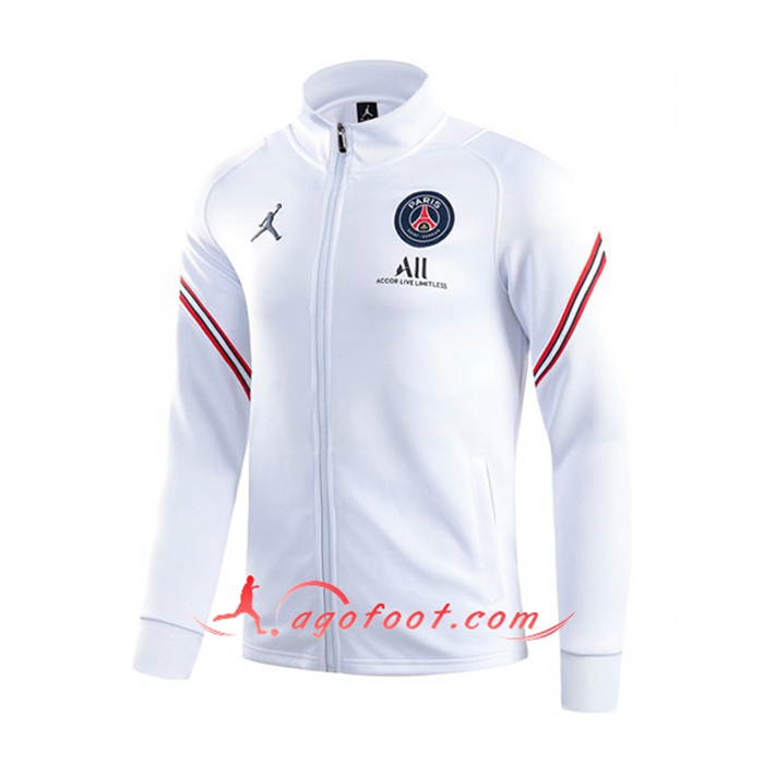 Nouveaux Veste Foot Jordan PSG Blanc 2021/2022 -3