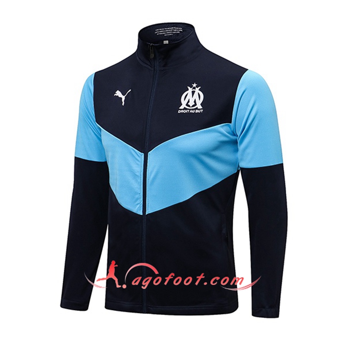 Nouveaux Veste Foot Marseille OM Bleu/Noir 2021/2022 -1