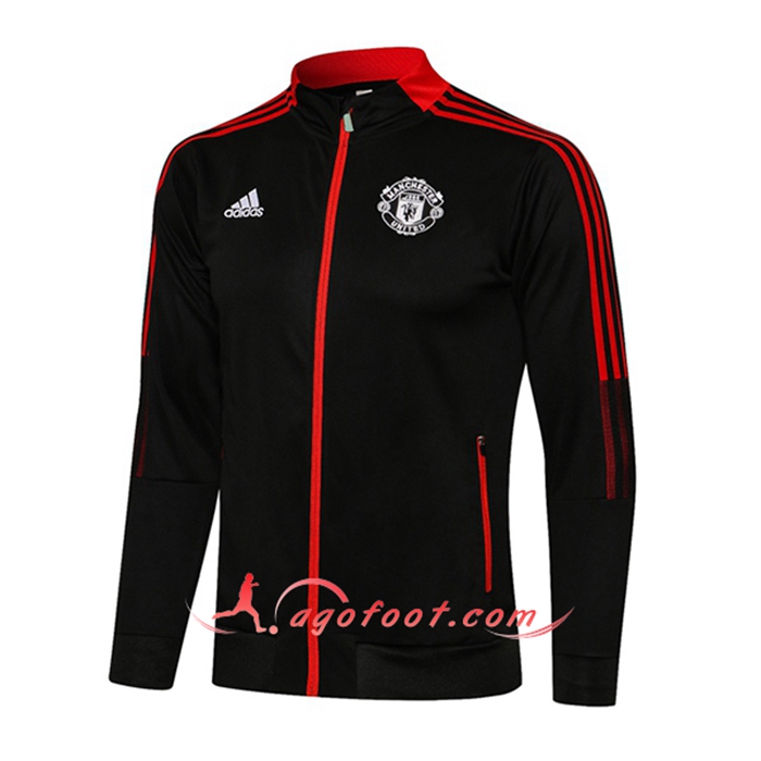 Nouveaux Veste Foot Manchester United Noir/Rouge 2021/2022