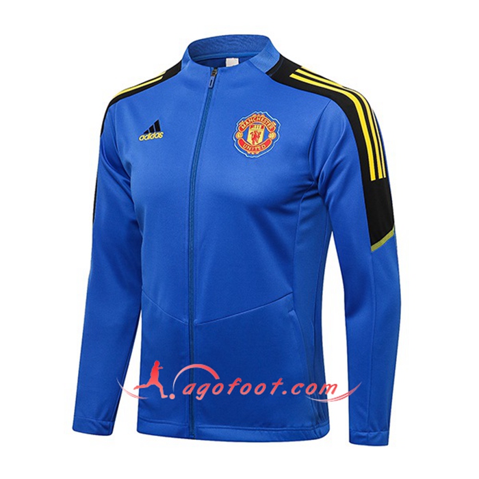 Nouveaux Veste Foot Manchester United Bleu/Noir 2021/2022