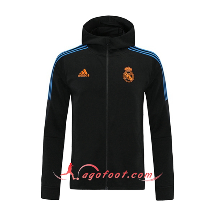 Nouveaux Veste A Capuche Real Madrid Noir/Bleu 2021/2022