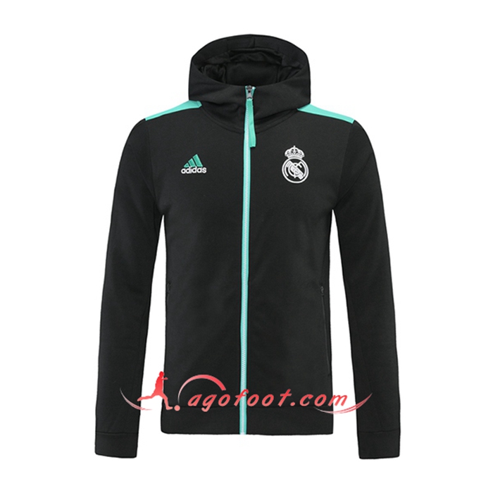 Nouveaux Veste A Capuche Real Madrid Noir/Vert 2021/2022