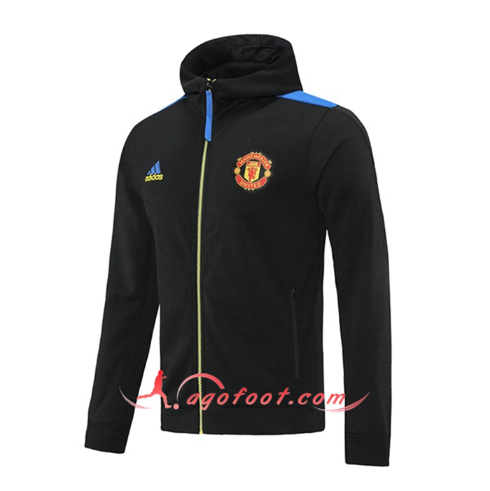 Nouveaux Veste A Capuche Manchester United Noir/Bleu/Jaune 2021/2022