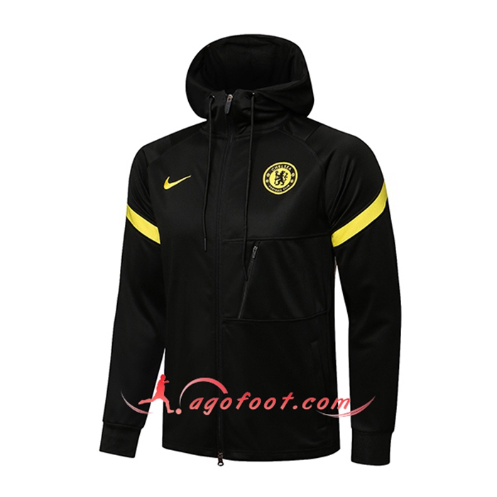 Nouveaux Veste A Capuche FC Chelsea Noir/Jaune 2021/2022