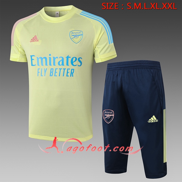 Ensemble Training T-Shirts Arsenal + Pantalon 3/4 Jaune 20/21