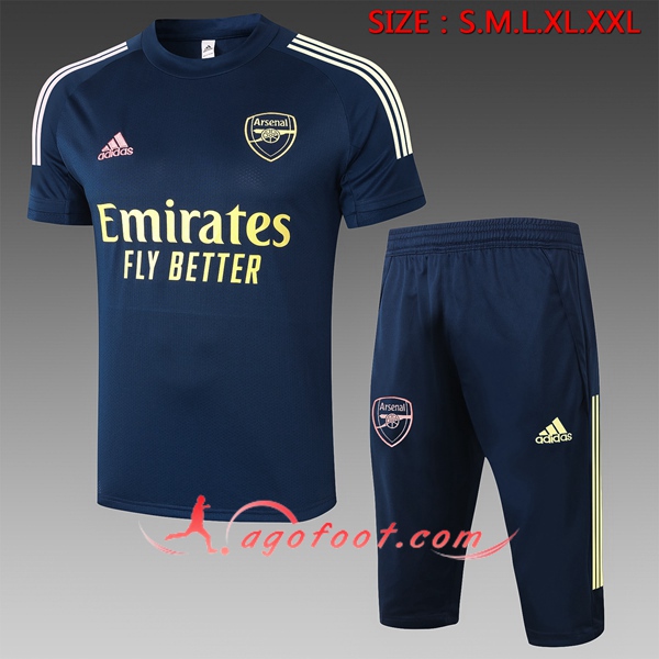 Ensemble Training T-Shirts Arsenal + Pantalon 3/4 Bleu Royal 20/21