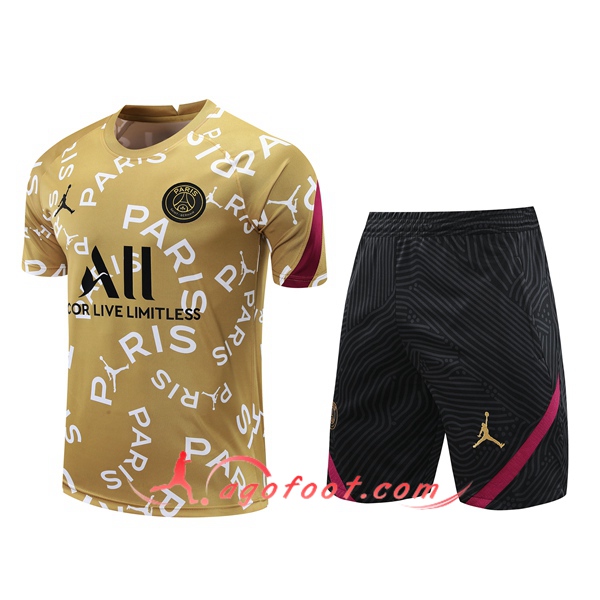 Ensemble Training T-Shirts PSG + Shorts Jaune 20/21