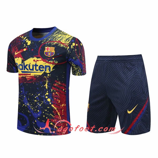 Ensemble Training T-Shirts FC Barcelone + Shorts Jaune 20/21