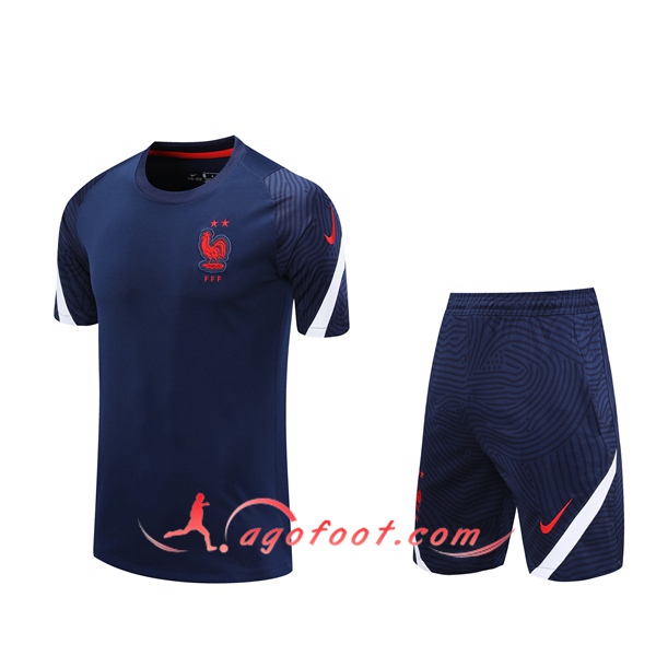 Ensemble Training T-Shirts France + Shorts Bleu Royal 20/21