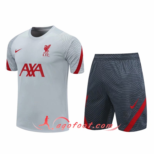 Ensemble Training T-Shirts FC Liverpool + Shorts Gris 20/21