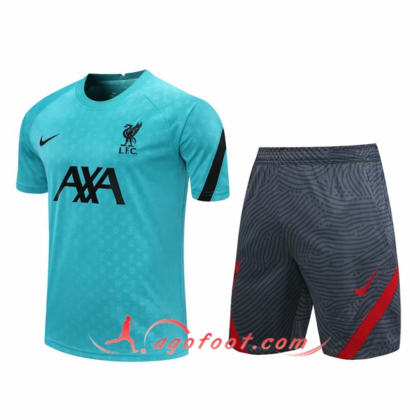 Ensemble Training T-Shirts FC Liverpool + Shorts Bleu 20/21
