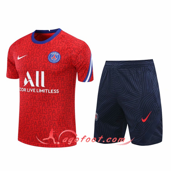 Ensemble Training T-Shirts PSG + Shorts Rouge 20/21