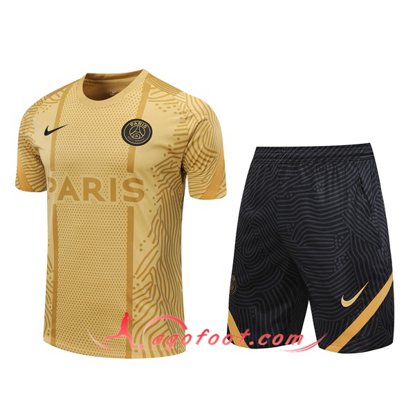Ensemble Training T-Shirts PSG + Shorts Jaune 20/21