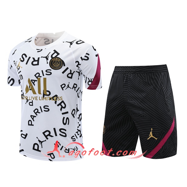 Ensemble Training T-Shirts PSG + Shorts Blanc 20/21