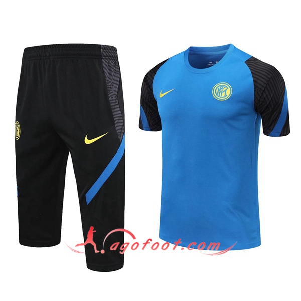 Ensemble Training T-Shirts Inter Milan + Pantalon 3/4 Bleu 20/21