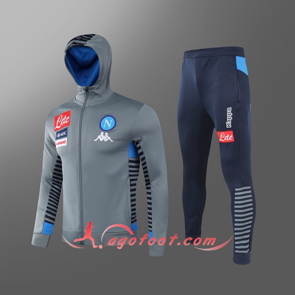 Veste A Capuche Survetement Foot SSC Naples Gris 20/21