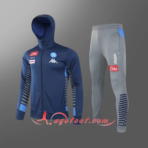Veste A Capuche Survetement Foot SSC Naples Bleu 20/21