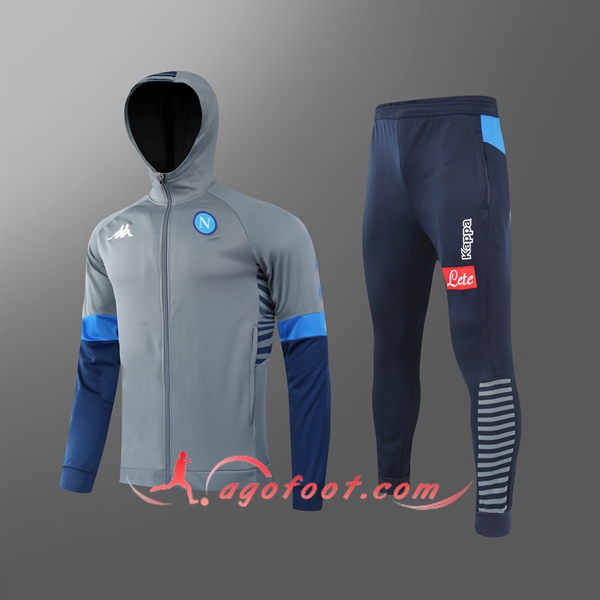 Veste A Capuche Survetement Foot SSC Naples Gris 20/21