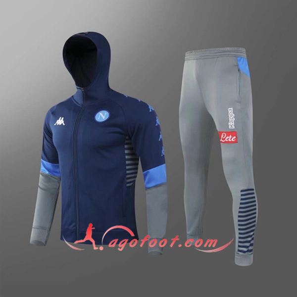 Veste A Capuche Survetement Foot SSC Naples Bleu 20/21