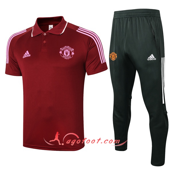Ensemble Polo Manchester United + Pantalon Rouge 20/21