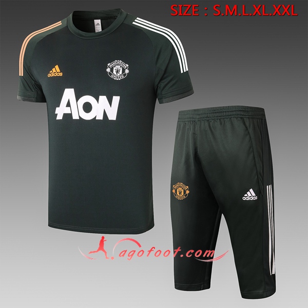Training T-Shirts Manchester United + Pantalon 3/4 Vert 20/21