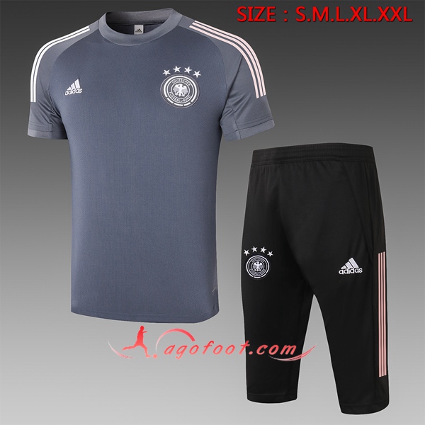 Training T-Shirts Allemagne + Pantalon 3/4 Gris 20/21