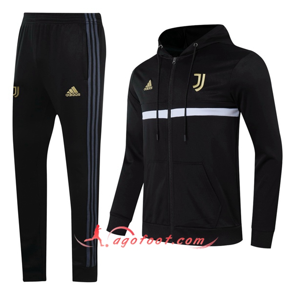 Veste A Capuche Survetement De Foot Juventus Noir 20/21