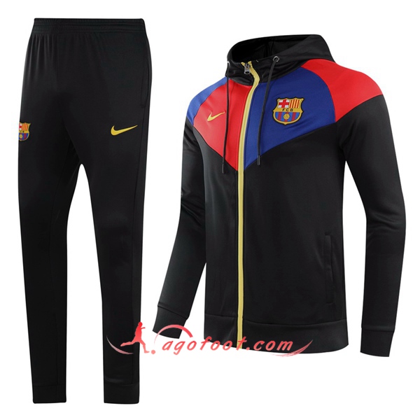 Veste A Capuche Survetement De Foot FC Barcelone Noir 20/21