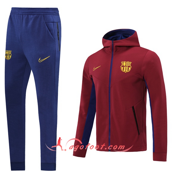 Veste A Capuche Survetement De Foot FC Barcelone Rouge 20/21