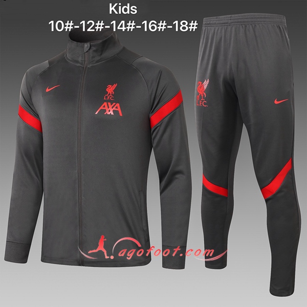 Ensemble Survetement de Foot FC Liverpool Enfant Gris 20/21