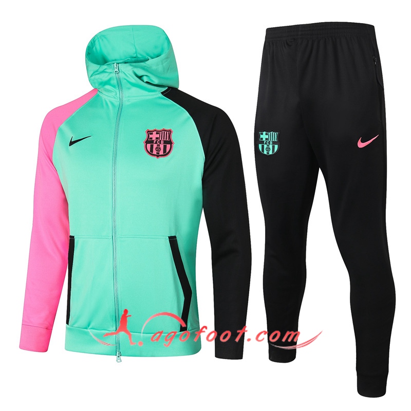 Ensemble Veste A Capuche Survetement FC Barcelone Vert Clair 20/21