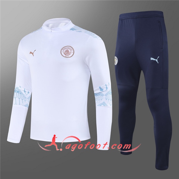 Nouveau Survetement de Foot Manchester City Enfant Blanc 20/21