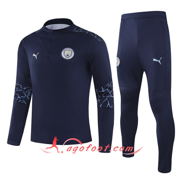 Nouveau Survetement de Foot Manchester City Enfant Bleu Marin 20/21