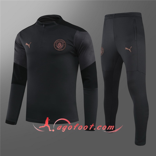 Nouveau Survetement de Foot Manchester City Enfant Gris Fonce 20/21