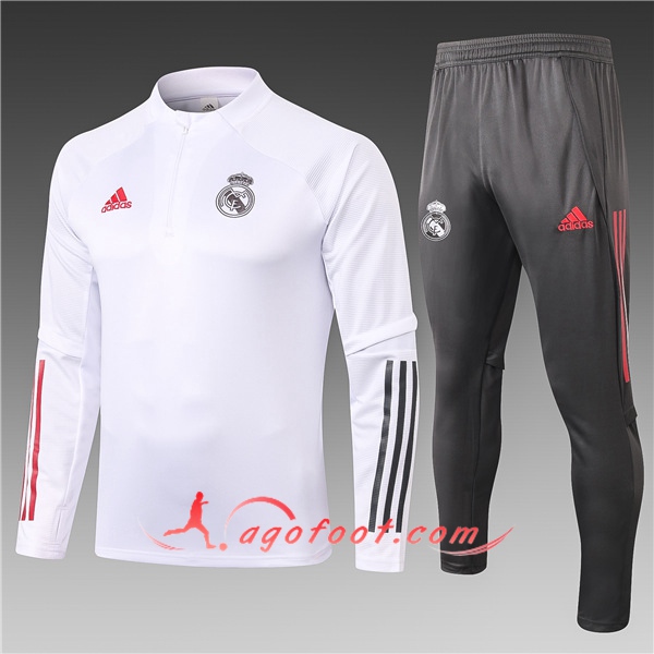 Nouveau Survetement de Foot Real Madrid Enfant Blanc 20/21
