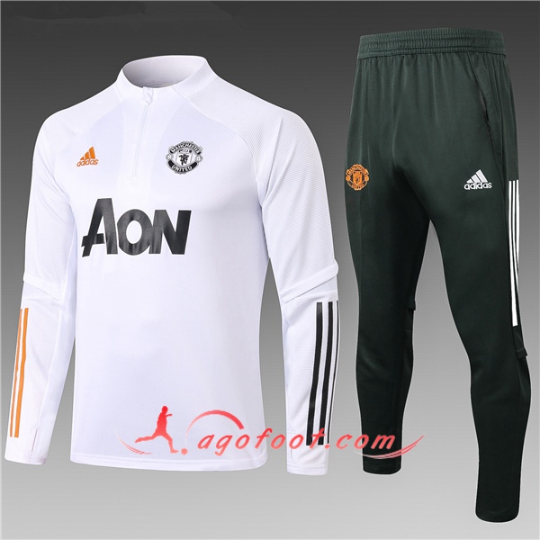 Nouveau Survetement de Foot Manchester United Enfant Blanc 20/21
